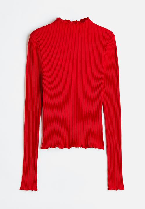 H&M - Long-sleeved ribbed top - red