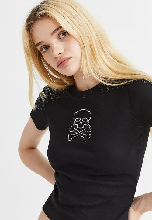 H&M - Fitted top - black/skull