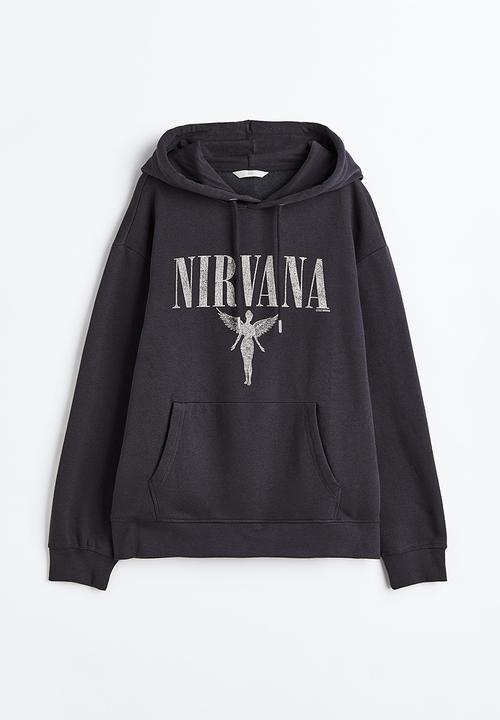 H&M - Motif-front hoodie - dark grey/nirvana