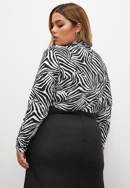 Blake - Grown on neck bodysuit - black and white 