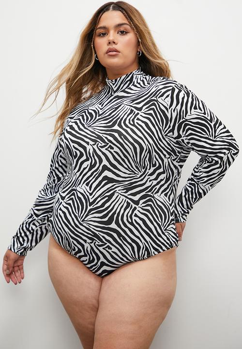 Blake - Grown on neck bodysuit - black and white 