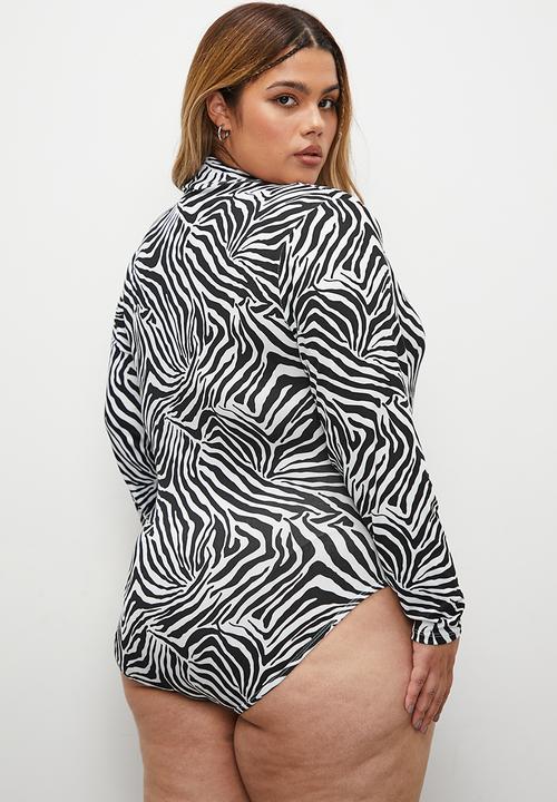 Blake - Grown on neck bodysuit - black and white 