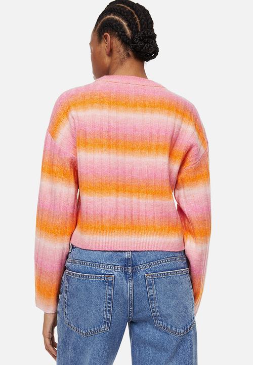 H&M - Rib-knit jumper - orange/striped