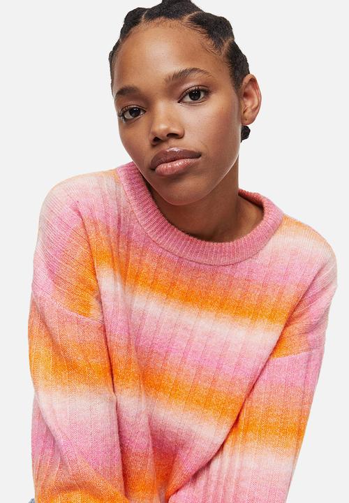 H&M - Rib-knit jumper - orange/striped