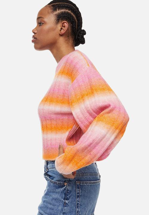H&M - Rib-knit jumper - orange/striped