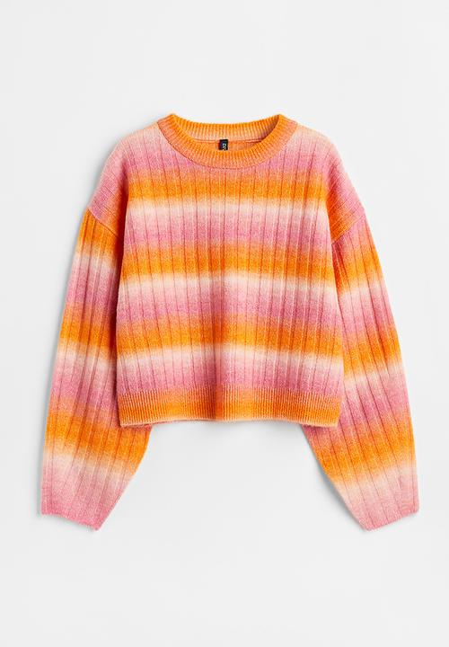H&M - Rib-knit jumper - orange/striped