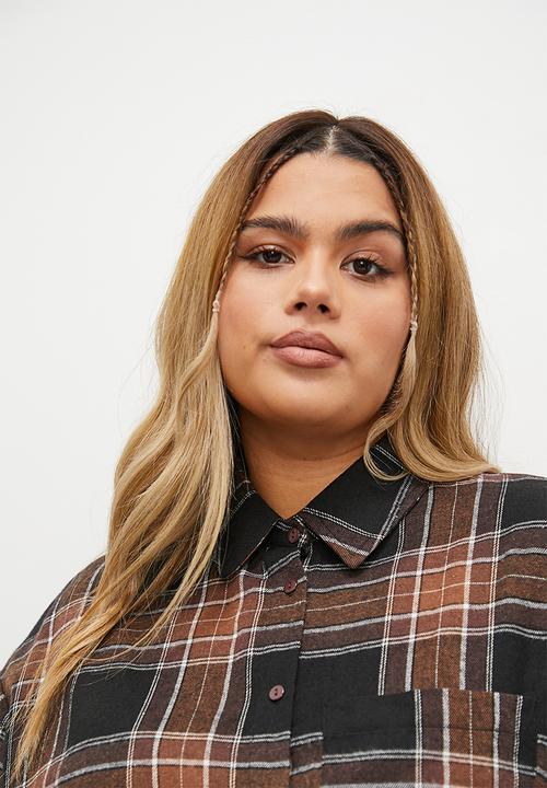 Superbalist - Flannel check shirt dress - choc check