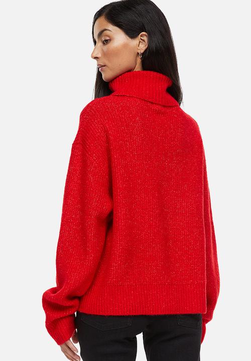 H&M - Rib-knit polo-neck jumper - red