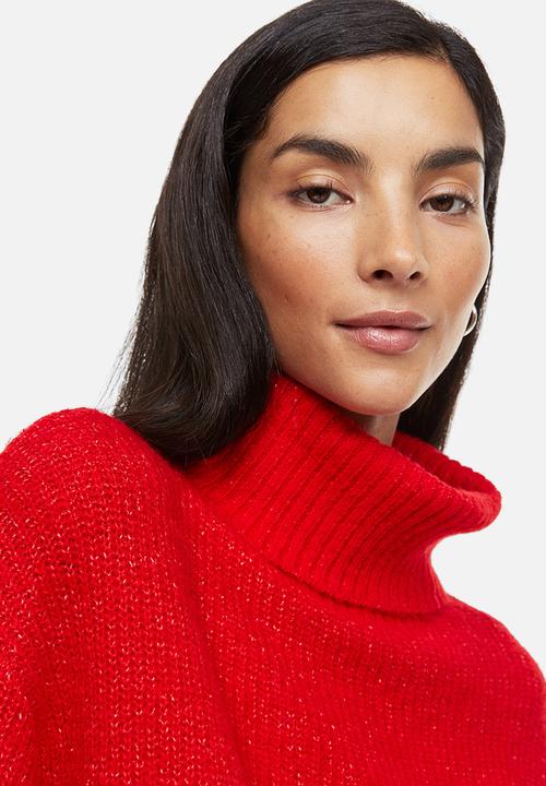 H&M - Rib-knit polo-neck jumper - red