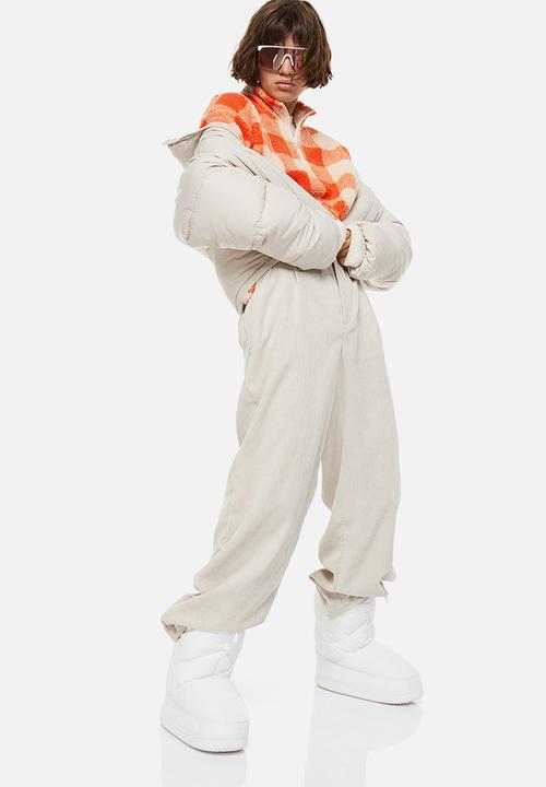 H&M - Zip-top teddy sweatshirt - orange/checked