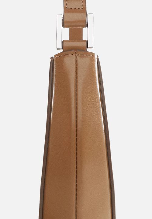 MANGO - Oval short handle bag - medium brown