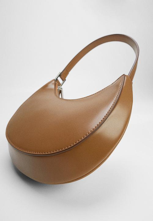 MANGO - Oval short handle bag - medium brown