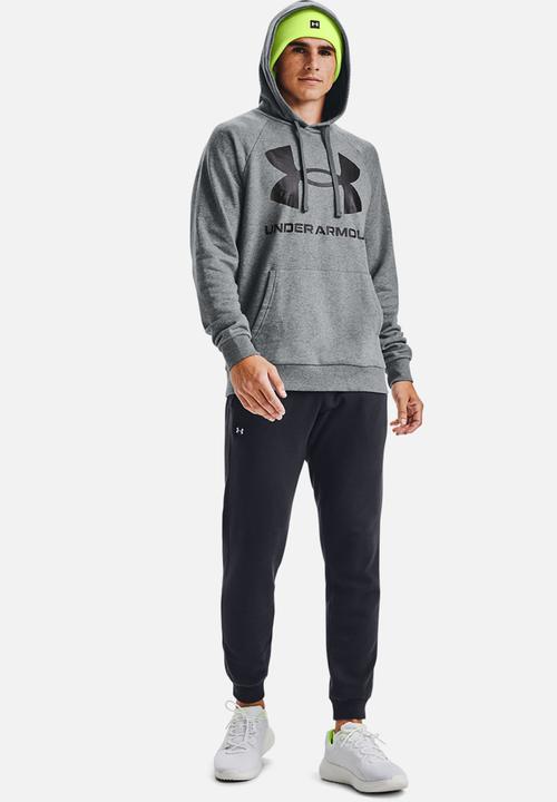 Under Armour - Ua rival fleece big logo hood - pitch gray light heather