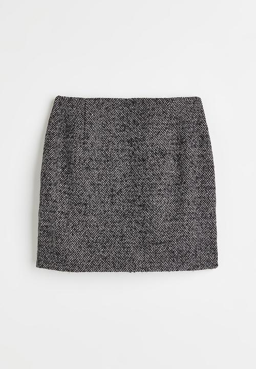 H&M - Mini skirt - grey/herringbone-patterned