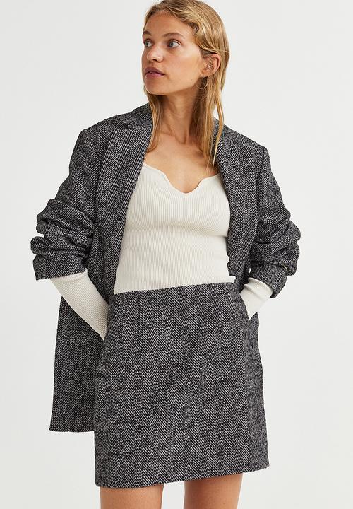 H&M - Mini skirt - grey/herringbone-patterned