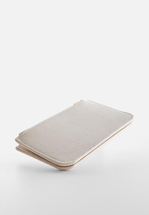 MANGO - Card holder malva - white