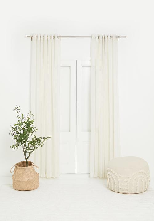 Design Collection - Linen stripe eyelet curtain - natural/linen