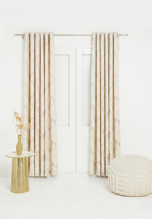 Design Collection - Victoria jacquard eyelet curtain - natural/taupe