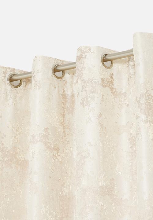 Design Collection - Victoria jacquard eyelet curtain - natural/taupe