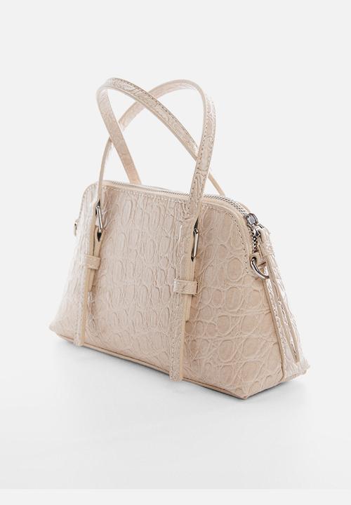 MANGO - Crocodile-effect handbag - off white