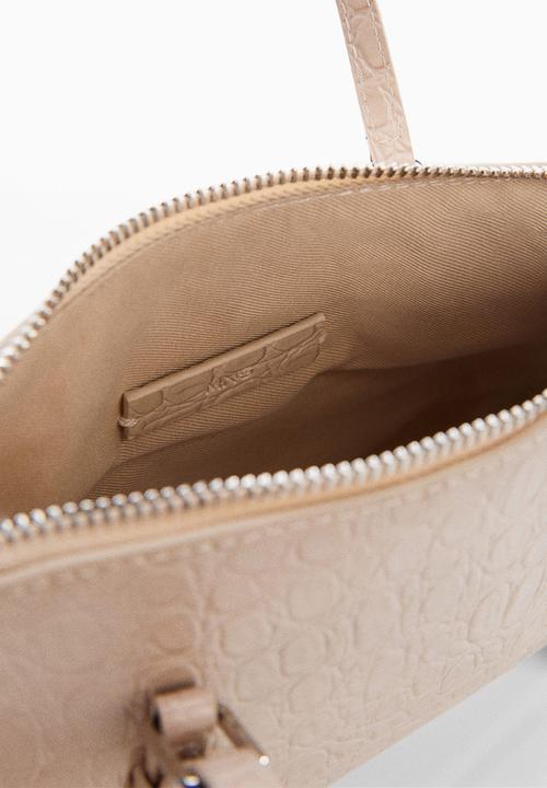 MANGO - Crocodile-effect handbag - off white