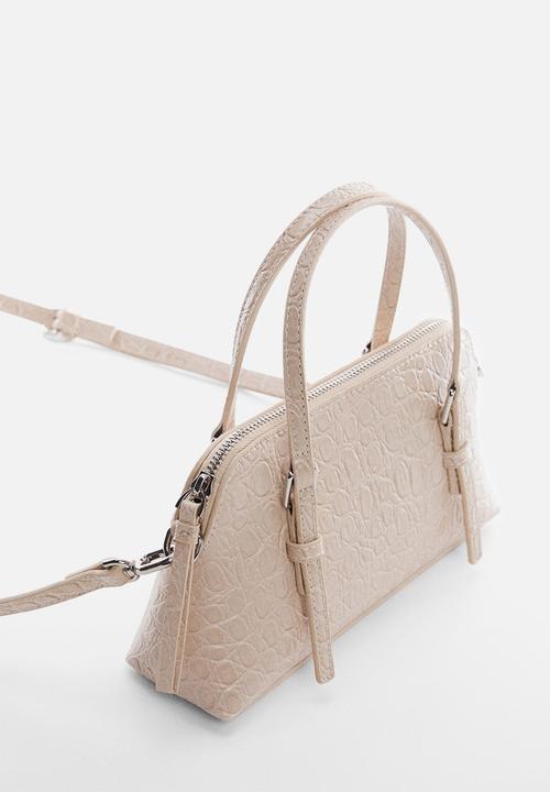 MANGO - Crocodile-effect handbag - off white