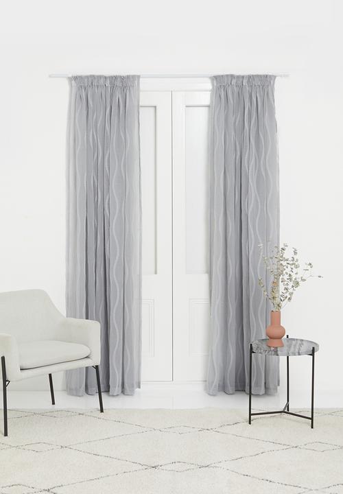 Design Collection - Wave sheer taped curtain -  grey