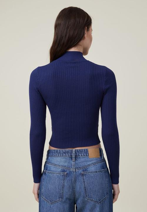 Cotton On - Urban rick mock neck top - medievil blue