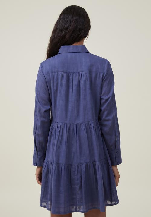 Cotton On - Shannon button front shirt mini dress - vintage navy