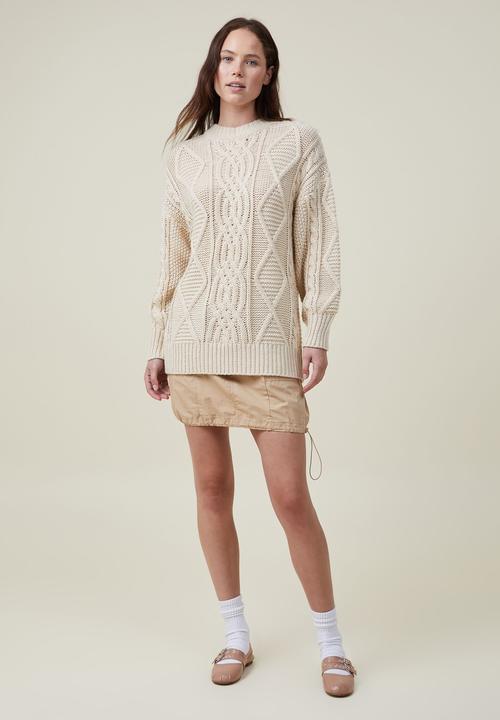 Cotton On - Oversized cable pullover - ecru
