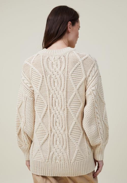 Cotton On - Oversized cable pullover - ecru