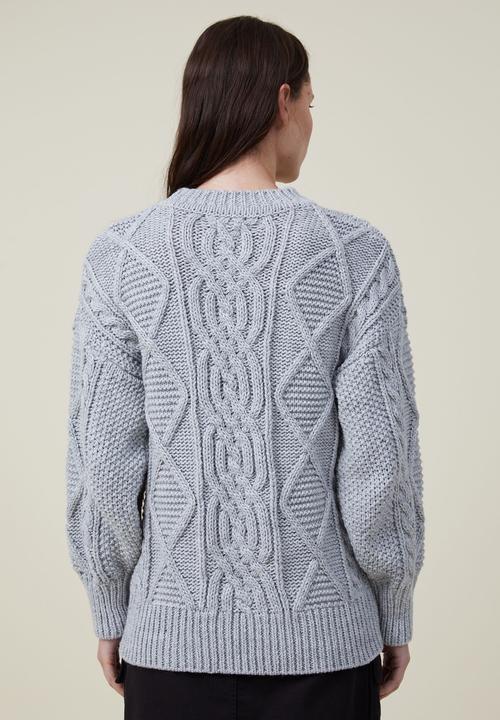 Cotton On - Oversized cable pullover - soft grey marle