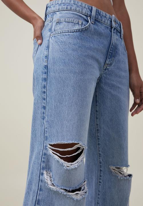 Cotton On - Low rise straight jean - bells blue rip