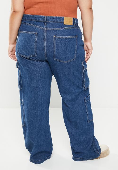 Cotton On - Plus cargo wide leg jean - nordic blue