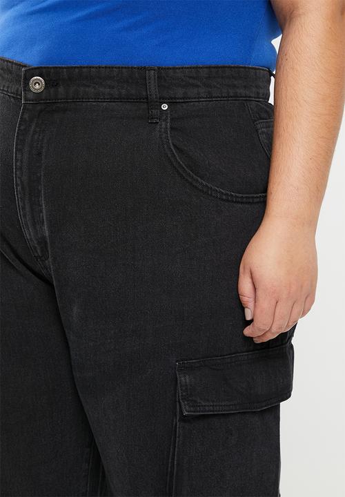 Cotton On - Plus cargo wide leg jean - graphite black