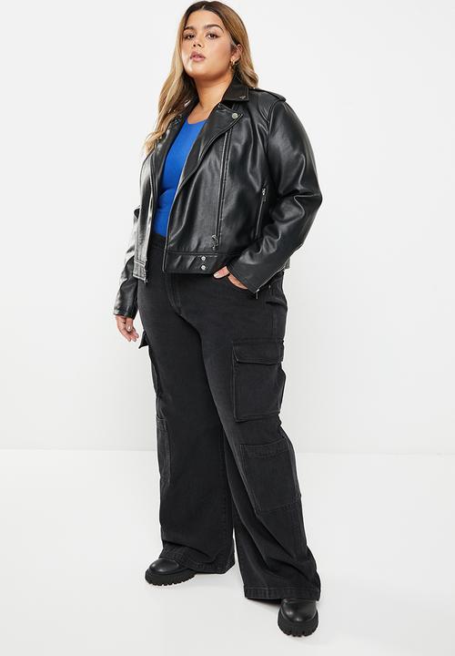 Cotton On - Plus cargo wide leg jean - graphite black