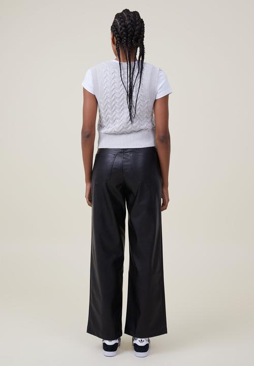 Cotton On - Arden faux leather pant - black
