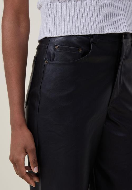 Cotton On - Arden faux leather pant - black