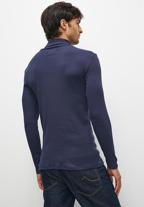 Superbalist - Sochi slim ribbed roll neck long sleeve tee - navy
