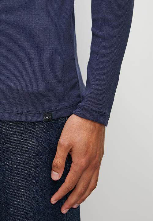 Superbalist - Sochi slim ribbed roll neck long sleeve tee - navy
