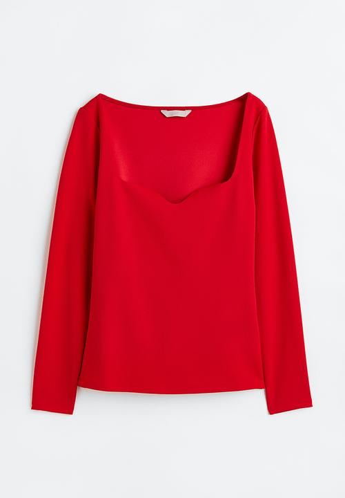 H&M - Fitted jersey top - red