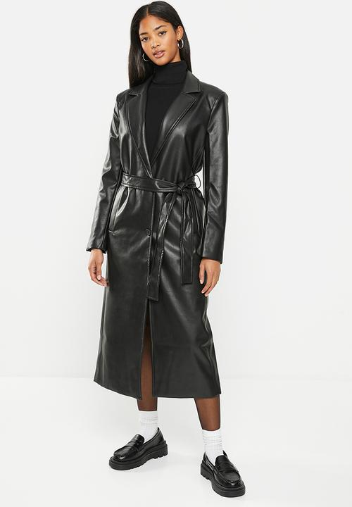 dailyfriday - Pu midi coat - black
