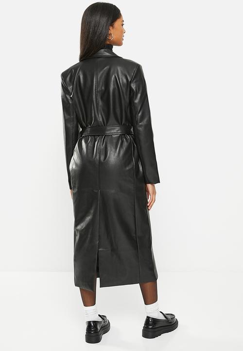 dailyfriday - Pu midi coat - black