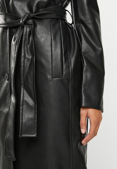 dailyfriday - Pu midi coat - black