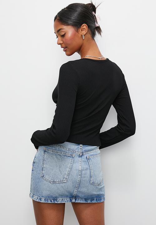 Blake - Cut-out rib top - black