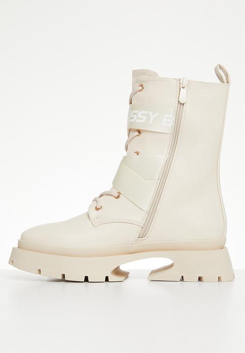 SISSY BOY - Slogan talk lace up combat boot - neutral