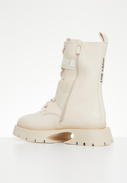 SISSY BOY - Slogan talk lace up combat boot - neutral