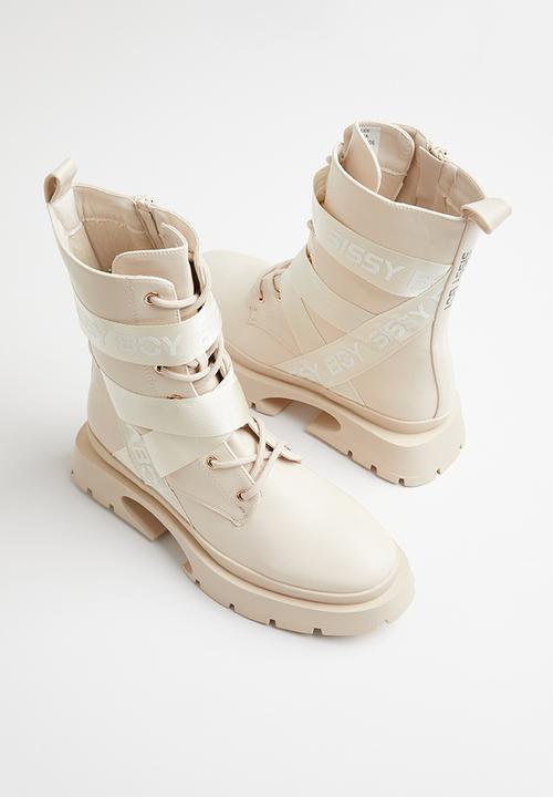 SISSY BOY - Slogan talk lace up combat boot - neutral
