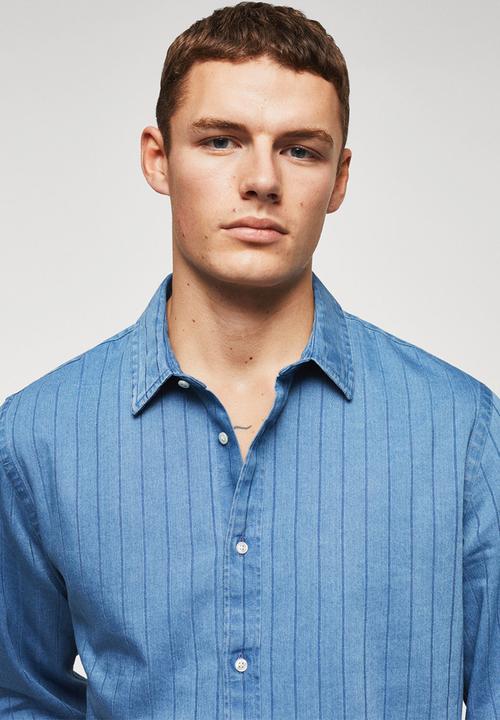 MANGO - Shirt taray - blue