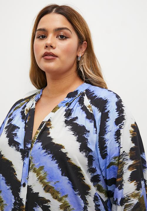 Superbalist - Button through raglan shirt dress - bold abstract